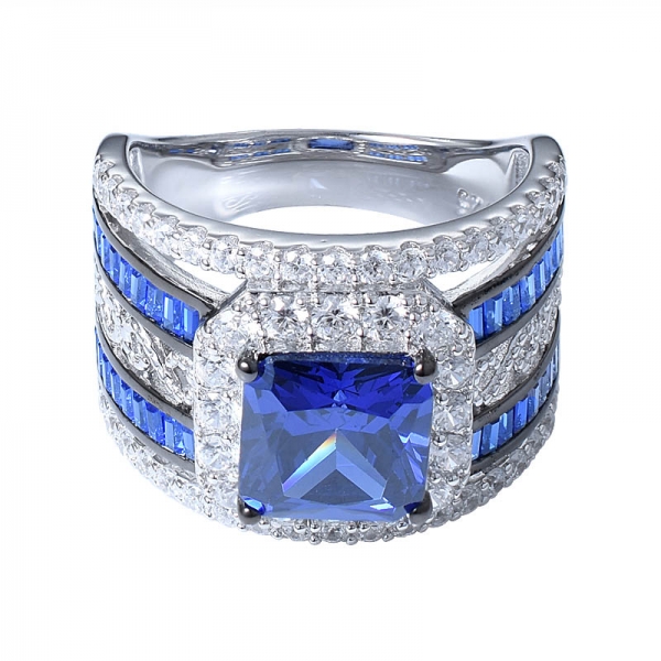 Поблескивая прекрасной площади танзанит женщин кольцо 925 чистого серебра кольцо пасьянс 