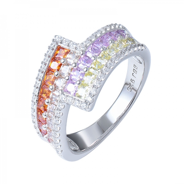 разноцветные радуги CZ серебро кольцо комплект ювелирных изделий 