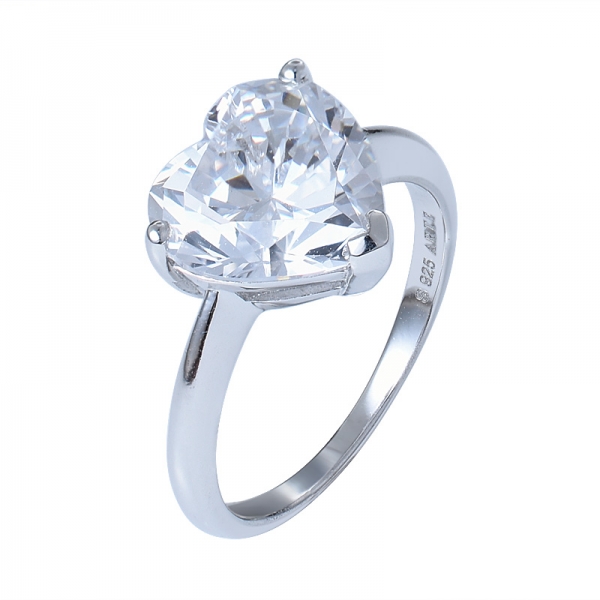 Классический стерлингового серебра форме сердца кольцо годовщины женщин кольца 