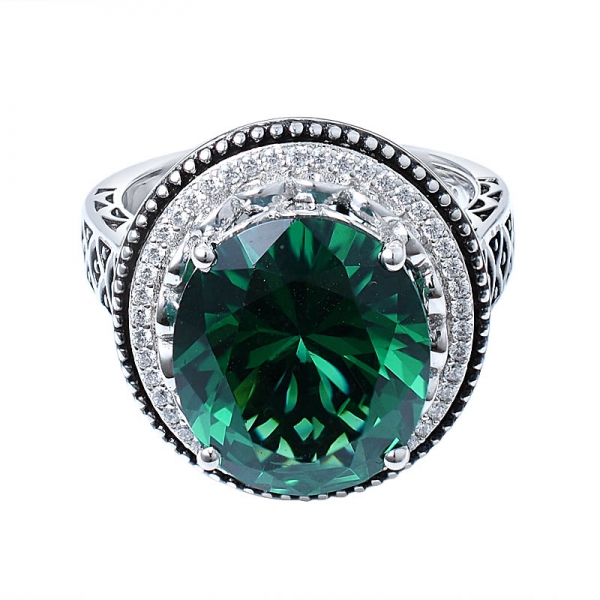 Формы цветка 925 серебряный зеленый изумруд фантазии ювелирные изделия кольцо в серебро 