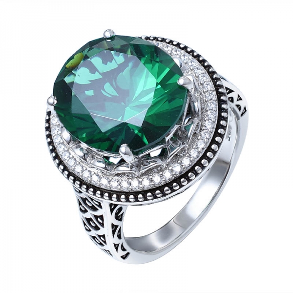 Формы цветка 925 серебряный зеленый изумруд фантазии ювелирные изделия кольцо в серебро 