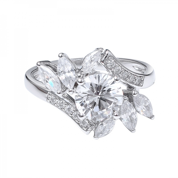 Платина покрытием 925 стерлингового серебра кольцо 1.2 карат круглый муассанит алмазный камень коктейльное кольцо 