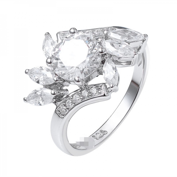 Платина покрытием 925 стерлингового серебра кольцо 1.2 карат круглый муассанит алмазный камень коктейльное кольцо 