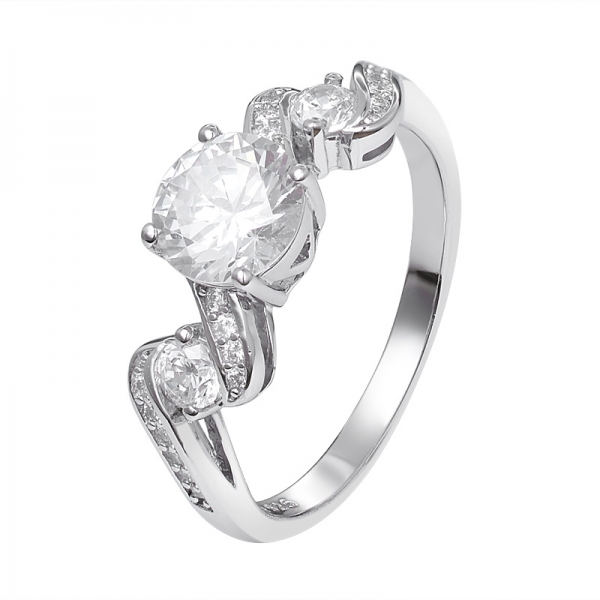 Винтажный три камня муассанит бриллиантовое обручальное кольцо 1 карат (БКМ) в стерлингового серебра 