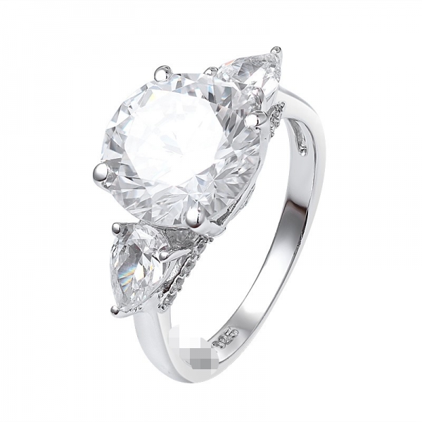 Обручальное кольцо круглой грушевидной огранки три камня ААААА Циркон CZ стерлингового серебра 925 обручальное кольцо 