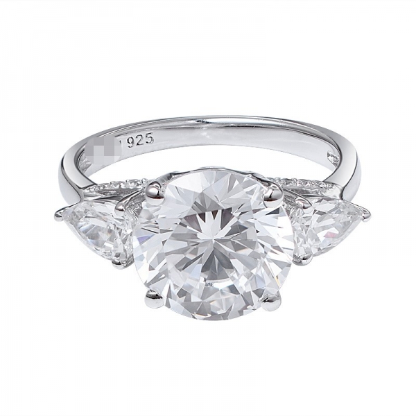 Обручальное кольцо круглой грушевидной огранки три камня ААААА Циркон CZ стерлингового серебра 925 обручальное кольцо 