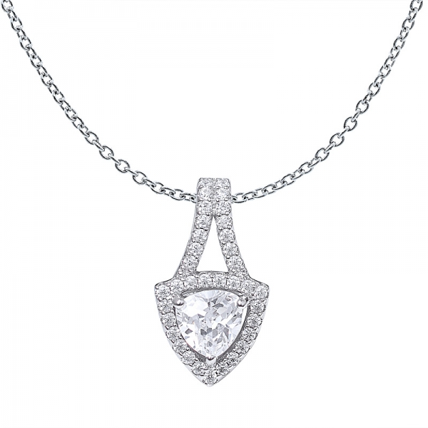 Женская ожерелье с созданным душат кубического циркония CZ стерлингового серебра кулон 
