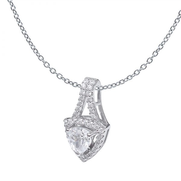 Женская ожерелье с созданным душат кубического циркония CZ стерлингового серебра кулон 