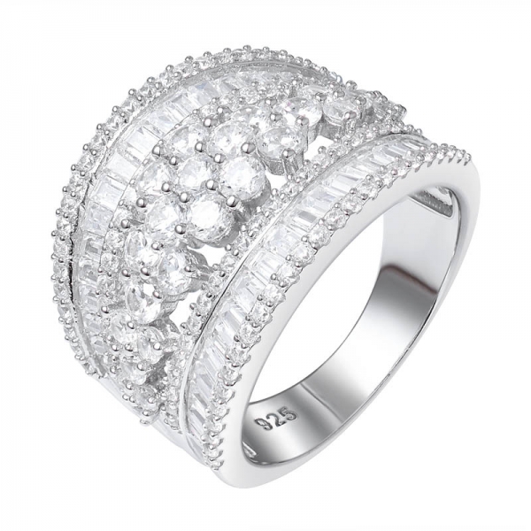 Стерлингового серебра 925 Циркон CZ ААААА багет бриллиант кластера кольцо 