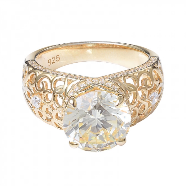 Оптовая 3,5 карата желтый бриллиант кольцо женщин свадебные ювелирные изделия 925 серебро 