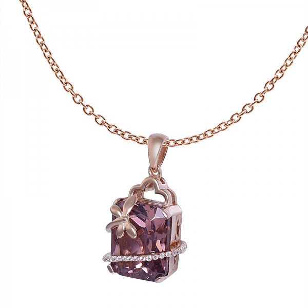 Принцесса огранка розовый Морганит драгоценный камень дизайн в 14k розовое золото стрекоза кулон ожерелье подарки 