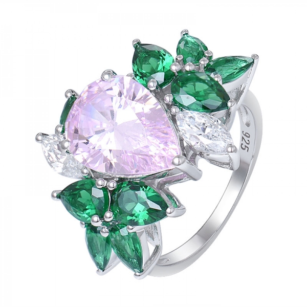 Спарки груша огранка 4 карат имитация diamnd-имеющий светло-розовый камень Солитер обручальное кольцо 