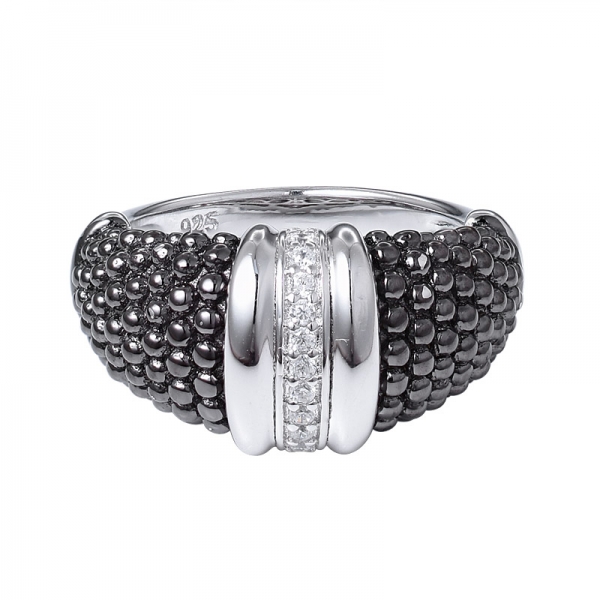 Этон ювелирные изделия черный бриллиант кластера кольцо 