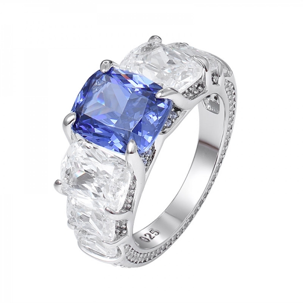 Таможенный Принцесса вырезать синий главный камень танзанит и бриллиантовое обручальное женщин кольца перста  
