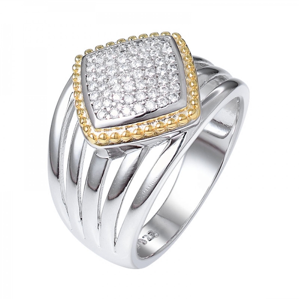 два тона стерлингового серебра 925 обручальное кольцо для женщин 