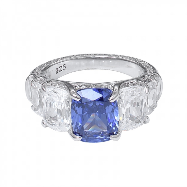 Таможенный Принцесса вырезать синий главный камень танзанит и бриллиантовое обручальное женщин кольца перста  