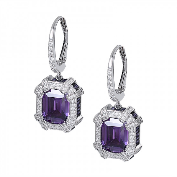 свадебные камень серебро фиолетовый аметист серьги комплект ювелирных изделий 