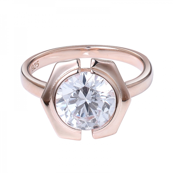 3ct на круглый CZ Алмазный 18K Роуз позолоченные обручальное кольцо комплект ювелирных изделий 