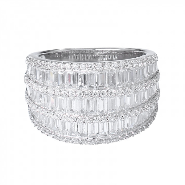 Родий стерлингового серебра багет кубический цирконий кольцо комплект ювелирных изделий 