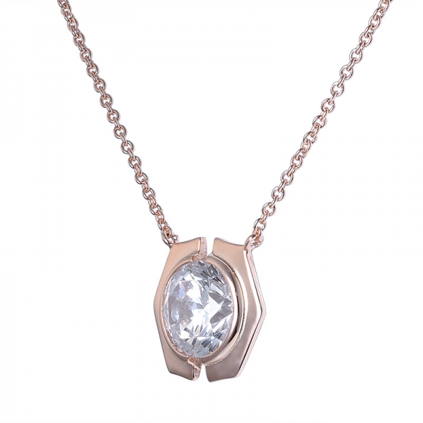 Ожерелье с круглым бриллиантом CZ размером 3,5 карата с покрытием из розового золота 18 карат 