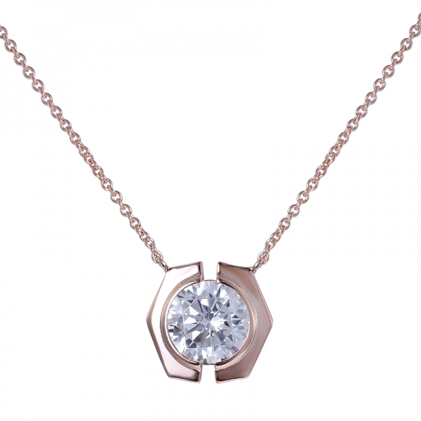 Ожерелье с круглым бриллиантом CZ размером 3,5 карата с покрытием из розового золота 18 карат 