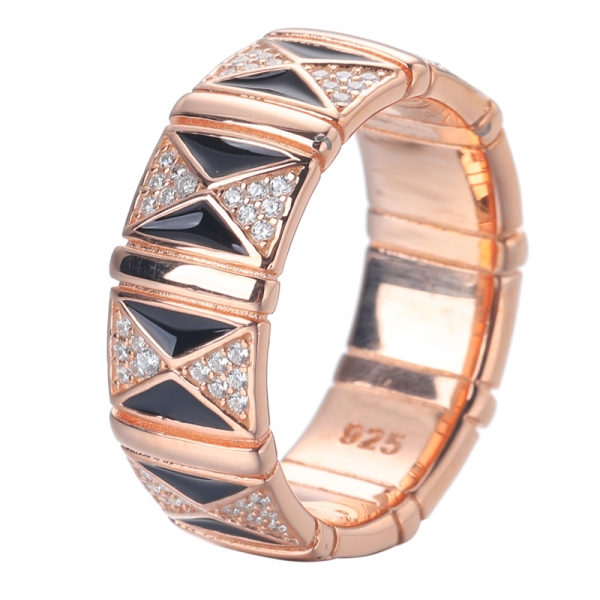 925 классическая эмаль С белым розовым золотом CZ поверх кольца из стерлингового серебра 