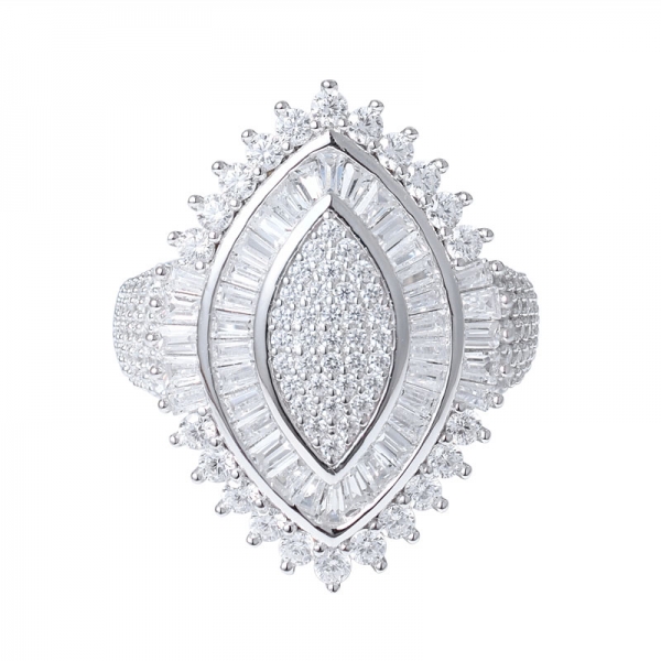 оптом 925 Обручальное кольцо из стерлингового серебра в форме маркизы с прозрачным цирконом 