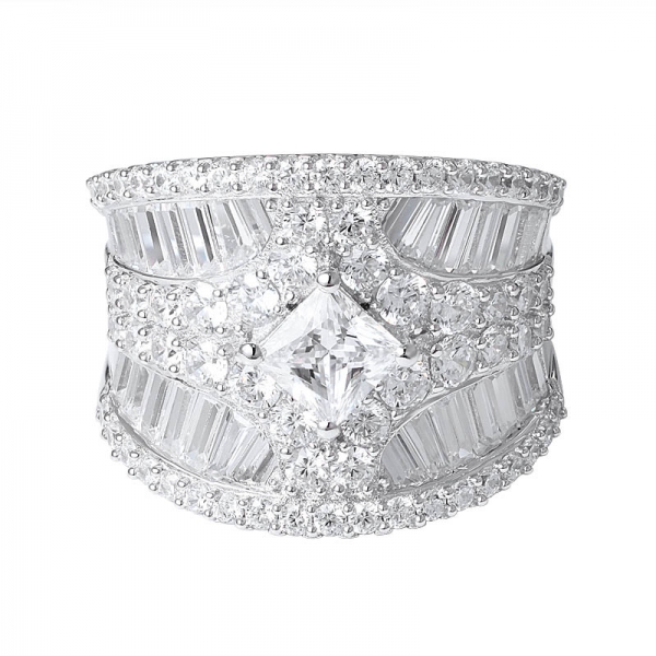 популярная квадратная огранка принцесса фианит CZ кольца с драгоценными камнями 