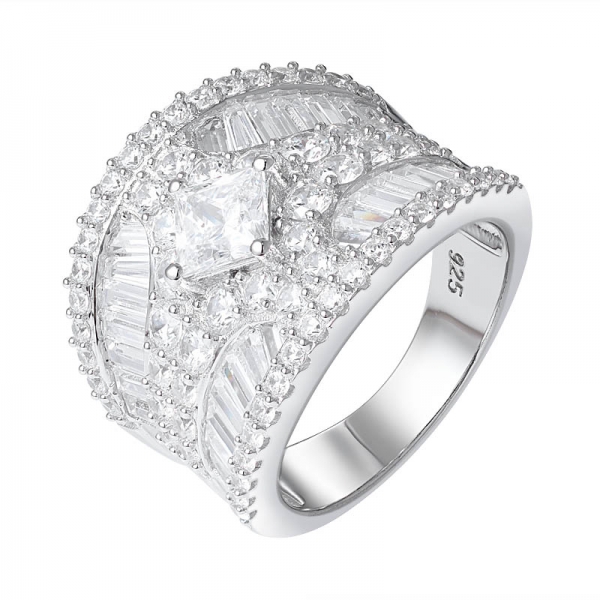популярная квадратная огранка принцесса фианит CZ кольца с драгоценными камнями 
