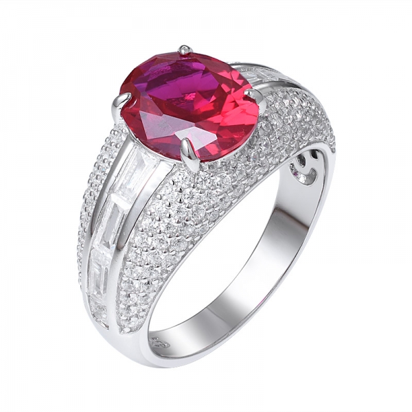 Оптовая высокое качество созданное рубиновое кольцо драгоценный камень 925 кольцо изысканные ювелирные изделия 