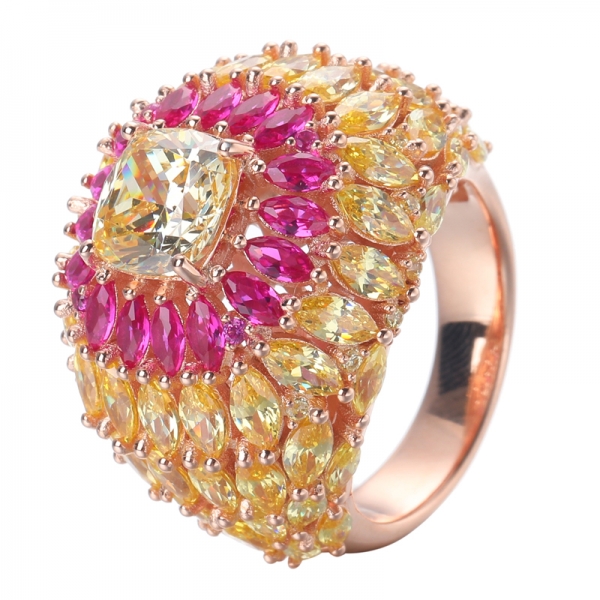 кушон канарейка С marquise lab создал кольцо из стерлингового серебра с рубином и желтым CZ розовым золотом 