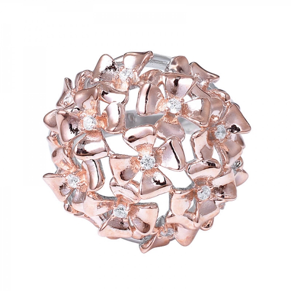 Новый модный дизайн кольца из розового золота в форме цветка для женщин 