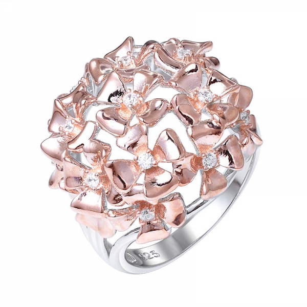 Новый модный дизайн кольца из розового золота в форме цветка для женщин 
