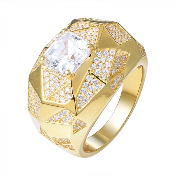 Саудовская Аравия стиль микро pave Asscher cut cz ювелирные изделия 925 серебряное женское кольцо 