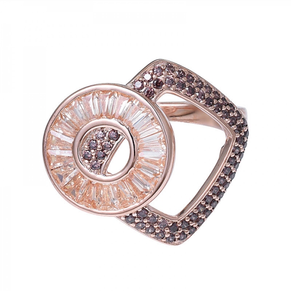 кристалл шампанского цвета розового золота CZ кольца набор украшений 