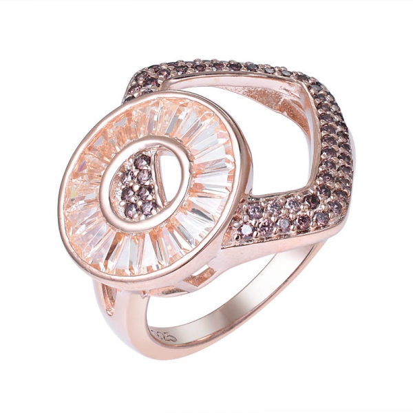 кристалл шампанского цвета розового золота CZ кольца набор украшений 