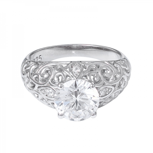  925 цельное серебро 2 карата 8,0 мм круглый вырез CZ бриллиантовое обручальное кольцо 