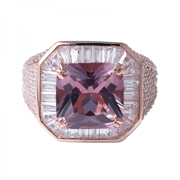 морганит квадратной огранки из стерлингового серебра, розового золота Cz обручальное кольцо с бриллиантом 