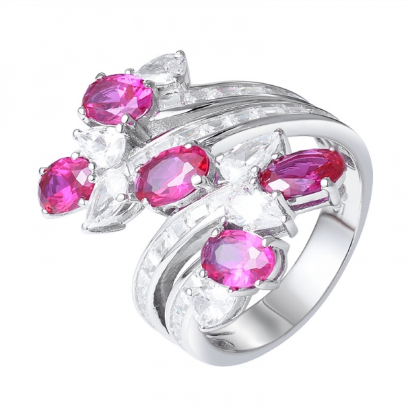 Новое поступление, кольцо с кластерными кристаллами, овальное кольцо с рубином, корунд, женское кольцо с рубином 