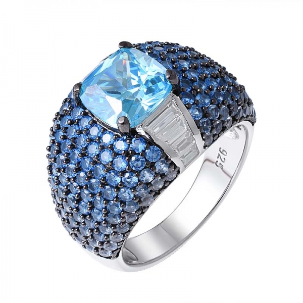 голубой неоновый апатит ограненный драгоценный камень в  925 серебряное кольцо Для оптовый торговец женщинами 
