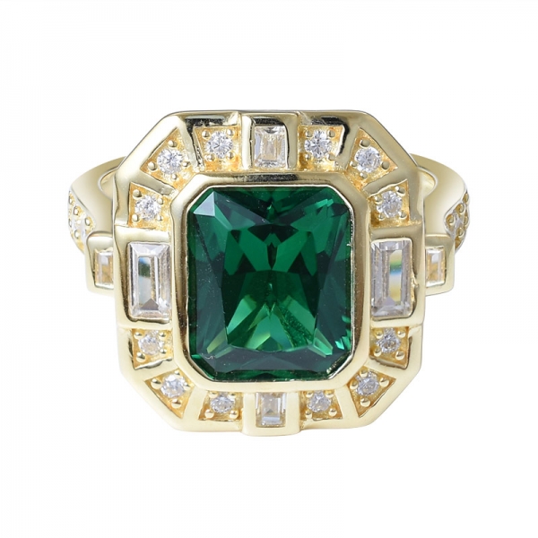 золотое покрытие из зеленого изумруда поверх кольца из стерлингового серебра 