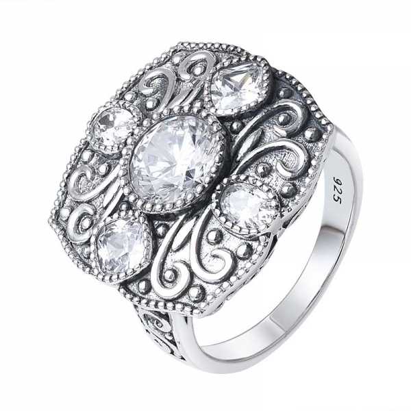 Коктейльное кольцо из стерлингового серебра с марказитом из США ручной работы 