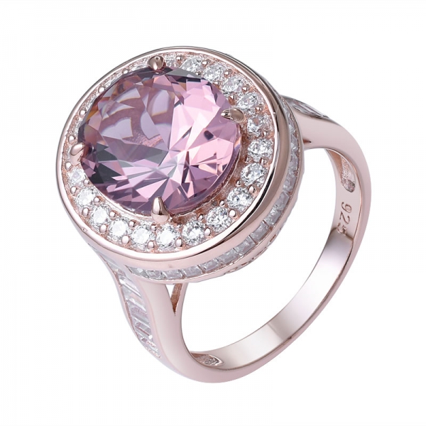 роскошное овальное кольцо из розового морганита с кубическим цирконием, розовое золото, серебряное кольцо 