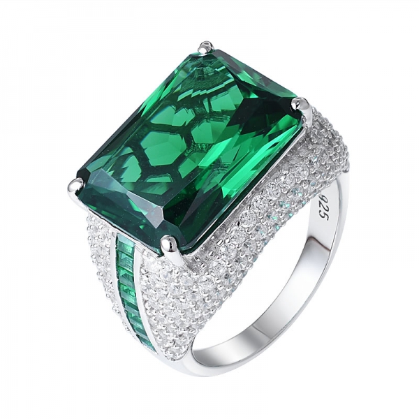 ювелирные изделия из стерлингового серебра созданы изумрудно-зеленое кольцо с нано-драгоценным камнем 