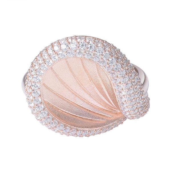 925 пробы серебро кубический цирконий розовое золото над листом кольцо набор ювелирных изделий 