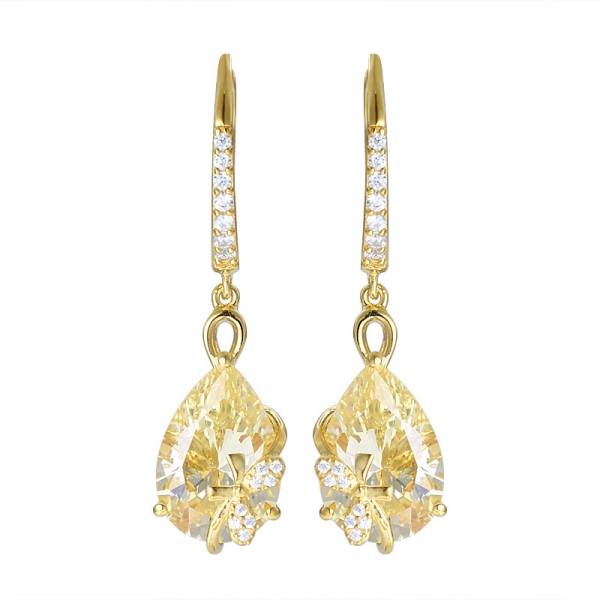 Роскошные женские 925 серебряные 5Ct грушевидные серьги с желтыми бриллиантами, свадебные украшения, подарок 