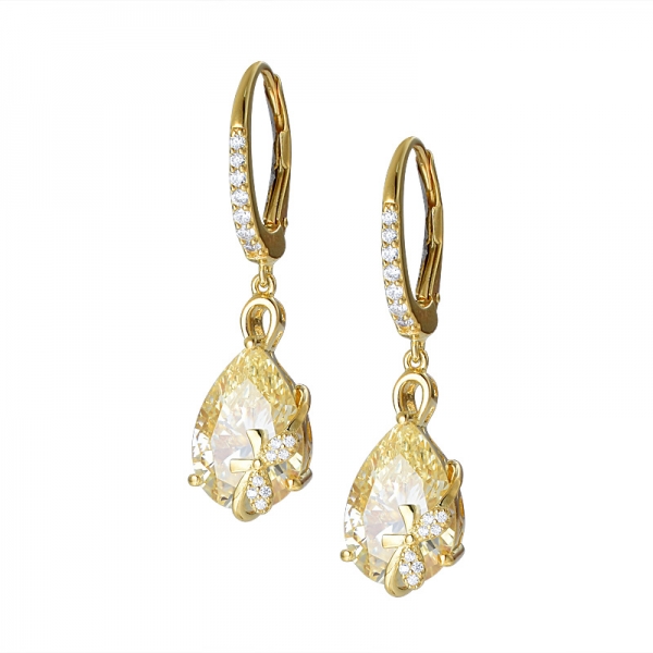 Роскошные женские 925 серебряные 5Ct грушевидные серьги с желтыми бриллиантами, свадебные украшения, подарок 