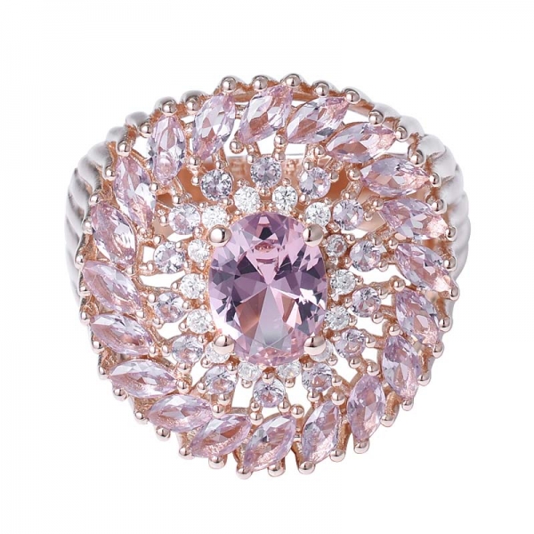 морганит овальной огранки 18k обручальное кольцо из розового золота поверх стерлингового серебра 