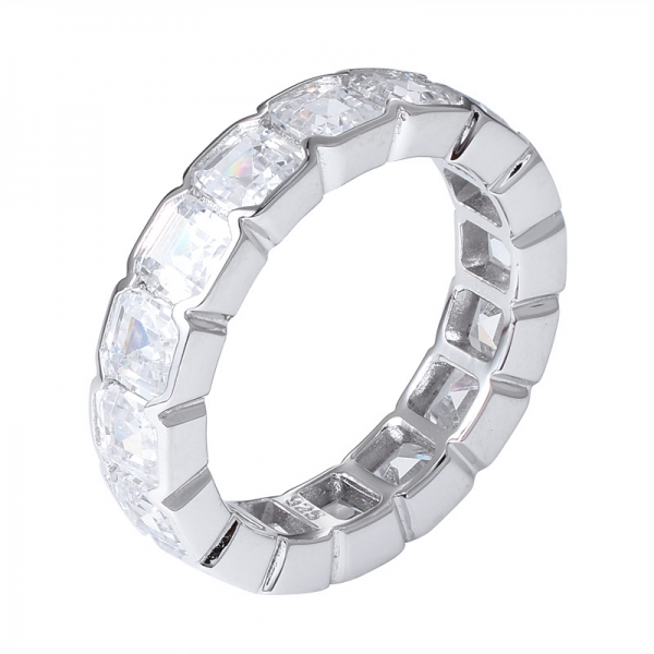 оптовая торговля Ашер ограненный белый кубический цирконий родий поверх серебряного кольца вечности 
