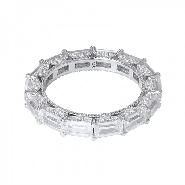 синтетическое красочное сапфировое кольцо с родием и радужным кольцом вечной огранки багетной огранки 